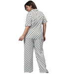 Instafab Stunning Plus Size Women Polka Dots Stylish Night Suit or Nightwear