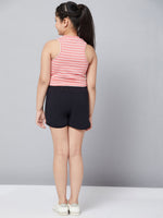 Girl's Soiled Printed Top with Shorts Pink