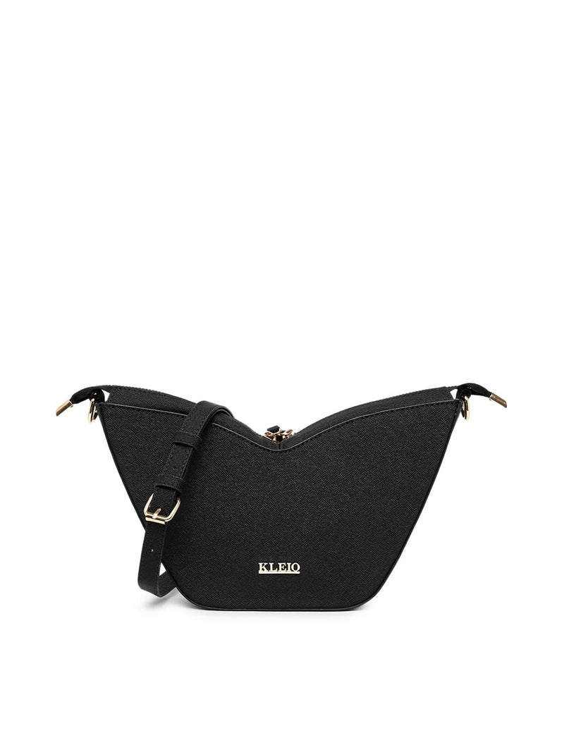 Kleio Unlimited Structured V-Shaped Double Zipper Shoulder Handbag For Women/Girls