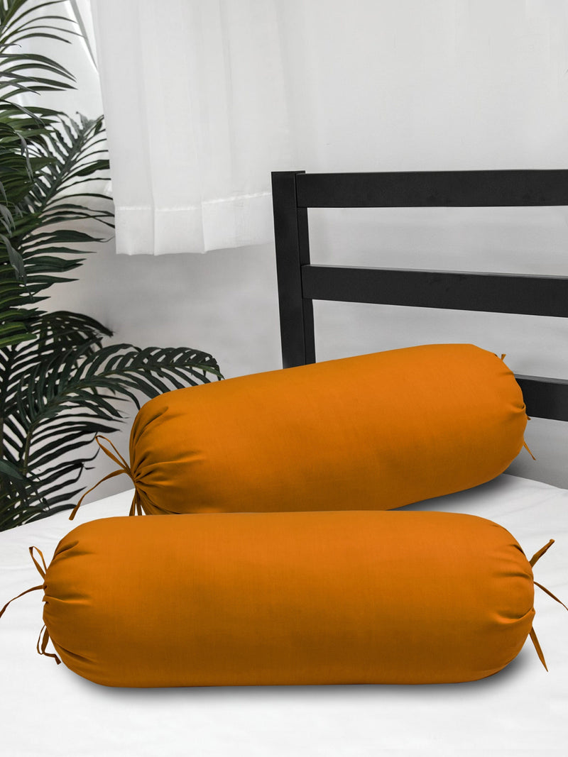 Clasiko Cotton Top Bolster Covers Set Of 2 300 TC Mustard