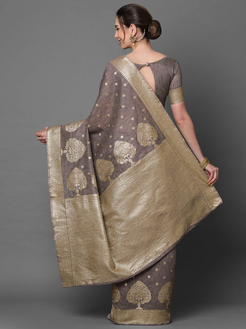 Elegant Sareemall Mauve Festive Silk Blend Woven Design Saree With Unstitched Blouse