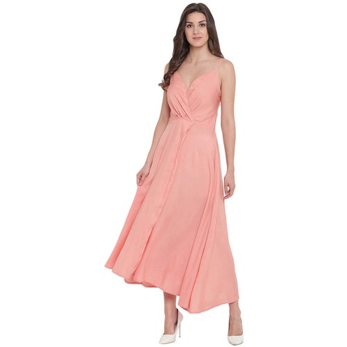 Aawari Rayon Front Open Gown For Girls and Women Peach