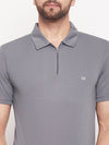 White Moon Men Dry fit Sports Gym Polo T shirt- (Grey)