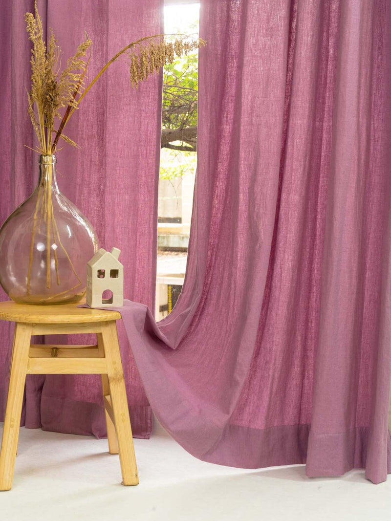Dusty Lavender Solid Linen Curtains (Single Piece) - Window