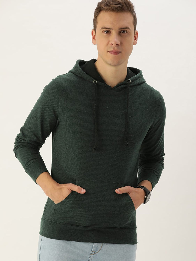 Men Solid Relaxed Blackout Hooded Sweatshirt