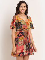 Aawari Rayon A-Line Assorted Printed Short Dress For Women and Girls
