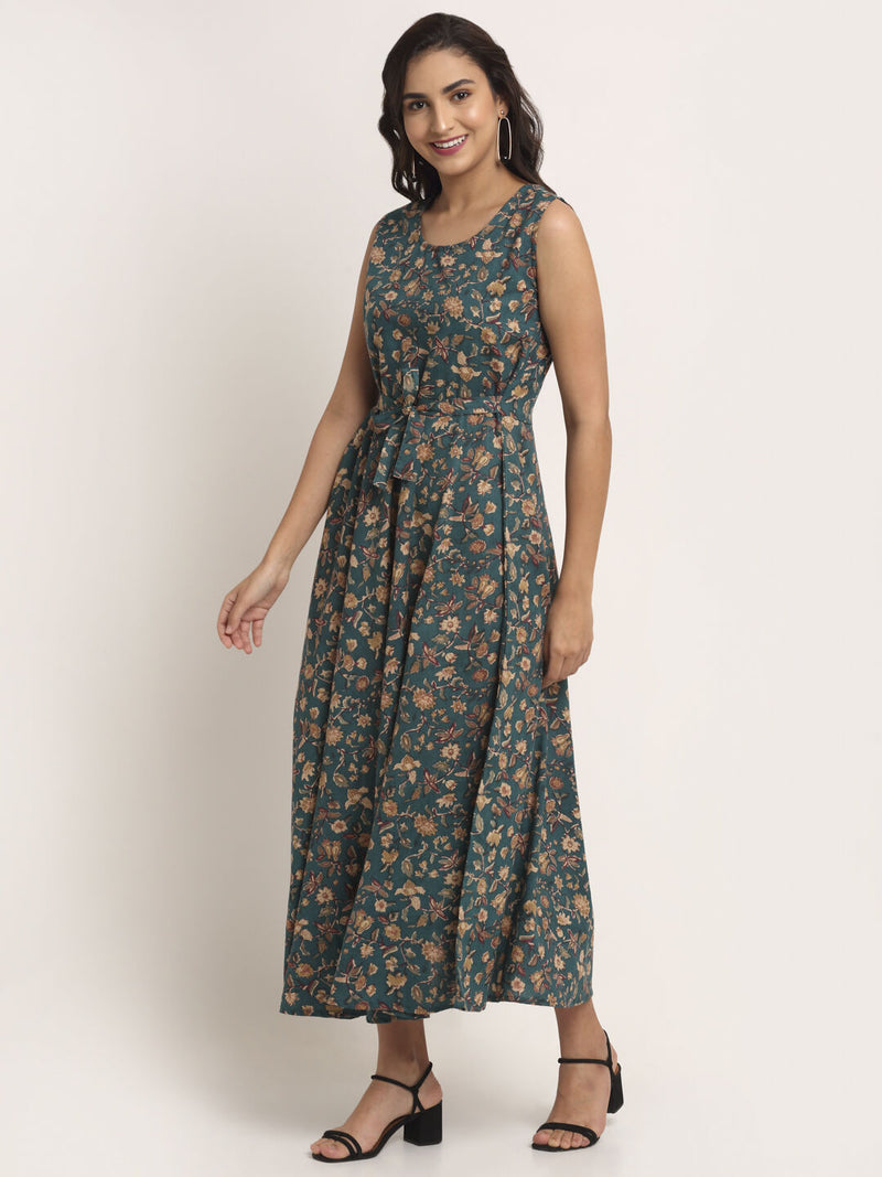 Aawari Rayon Green Jaal Printed Inner Gown For Women and Girls