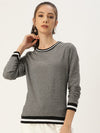 Women Relaxed Fit Grey Bar Sweatshirt