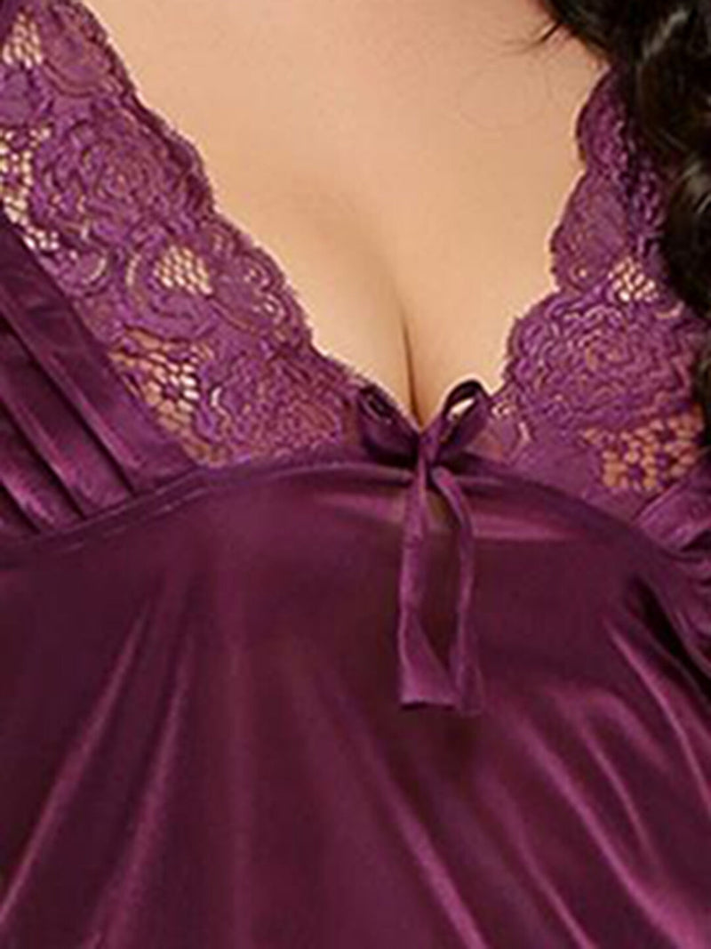 Clovia Sexy Ruffled Babydoll In Purple