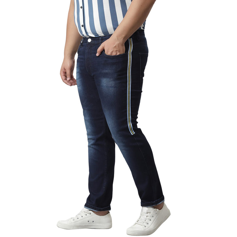 Instafab Society Plus Men Striped Stylish Casual Denim Jeans