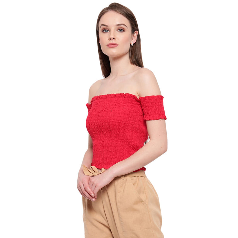 Aawari Cotton Crop Top For Girls and Women Red