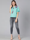 Windfall Blue Colorfull Emb Women Top