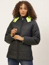 Women Dark Navy Blue Parka Jacket With Detachable Hood
