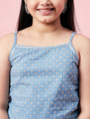 Girl's Tight Wardrobe Printed Kurti Set Blue