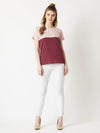 Stop Looking Up Colour Block Blush Pink and Maroon Top