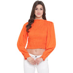 Aawari Rayon Ruffle Top For Girls and Women Orange