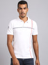 Venitian Men Polo Neck White Cotton Lycra Printed T-Shirt
