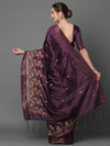 Sareemall Wine Party Wear Polycotton Embroidered Saree With Unstitched Blouse