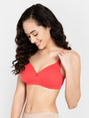 Clovia Padded Non-Wired Full Cup Multiway T-shirt Bra in Orangish Red - Cotton