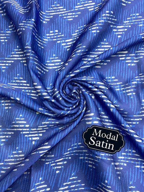Lavish Poly Modal Satin Zigzag Pattern Digital Printed Fabric