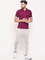 White Moon Men Dry fit Sports Gym Polo T shirt- (Mehroon)