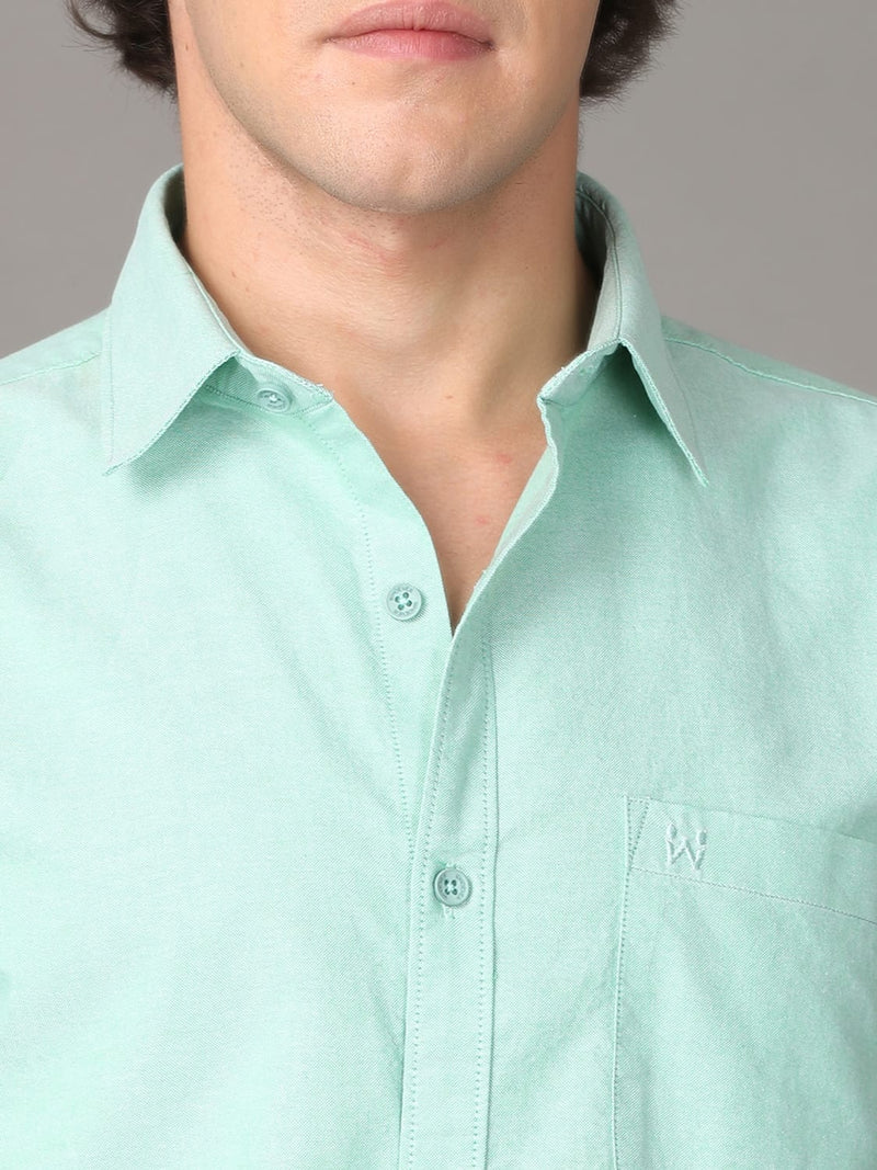 Oxford Chambray Green Slim Fit Cotton Casual Shirt