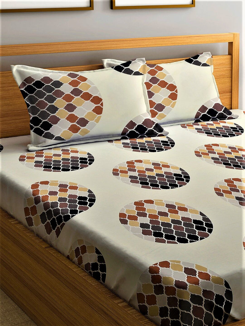 Home Sizzler Piece Pallets 144TC Microfibre Brown Double Bedsheet With 2 King Size Pillow Covers