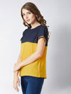 New Money Twill Sleeve Color Block Multicolor-Base Navy Blue Top