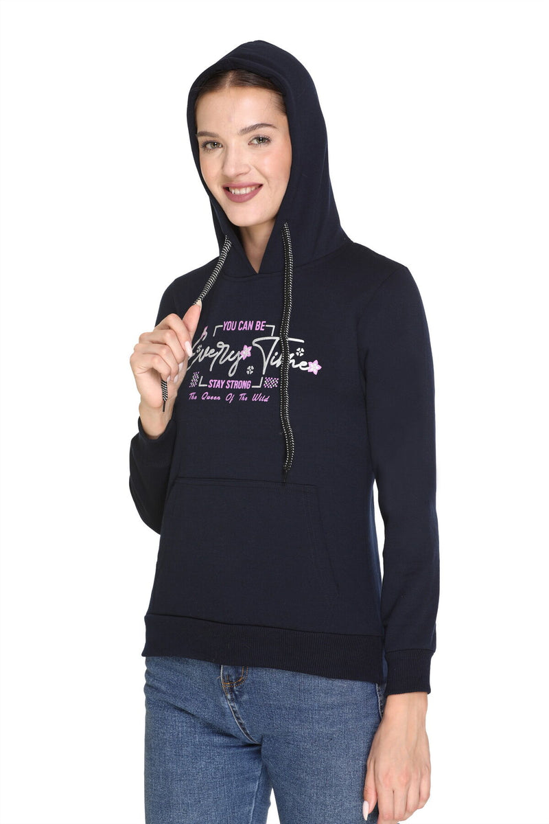 White Moon Hoodie Printed Casual/Sports Sweatshirt for women (Navy)