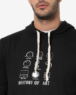 Campus Sutra Men's Solid Black Printed Regular Fit Sweatshirt With Hoodie For Winter Wear | Full Sleeve | Cotton Sweatshirt | Casual Sweatshirt For Man | Western Stylish Sweatshirt