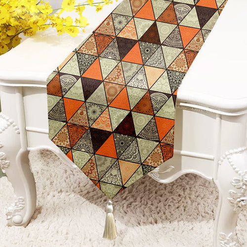 Ancient Pyramids Printed Cotton Canvas 6 Seater Table Runner (13 x 72 Inches)