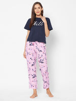 Women Pink Flower Print Pyjama