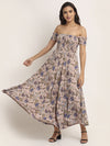Aawari Rayon Purple Printed Crop Gown For Women and Girls