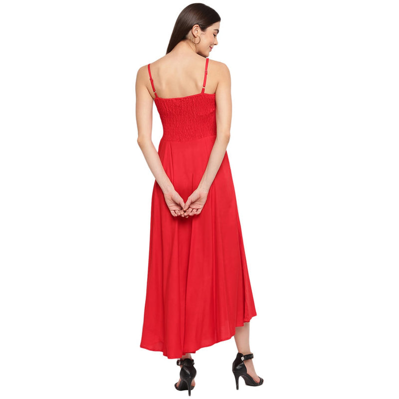 Aawari Rayon Bobbin Gown For Girls and Women Red