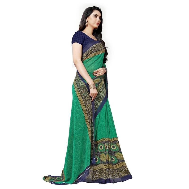 Paisley Art Green Daily Wear Georgette Saree