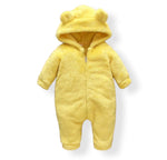 Brandonn Unisex Baby Flannel Jumpsuit Classical Style Cosplay Clothes Bunting Outfits Snowsuit Hooded Romper Outwear-Yellow