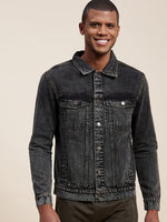 Men's Black Washed Denim Jacket