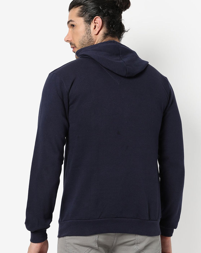 Campus Sutra Men's Indigo Blue Printed Regular Fit Sweatshirt Cotton Sweatshirt | Casual Sweatshirt For Man | Western Stylish Sweatshirt For Men