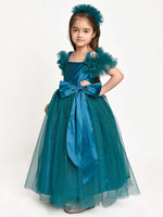Jelly Jones Green Sparkle Bow Gown with Hair Band