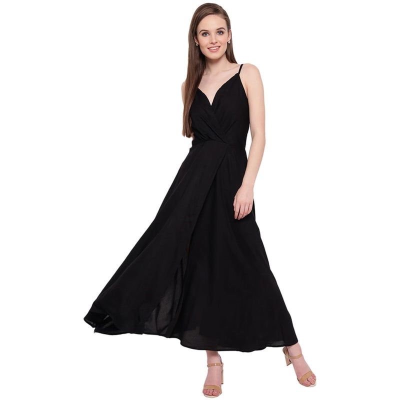 Aawari Rayon Front Open Gown For Girls and Women Black