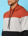 Campus Sutra Mens Multicolour Colour-Blocked Sweatshirt With Hoodie Regular Fit For Casual Wear