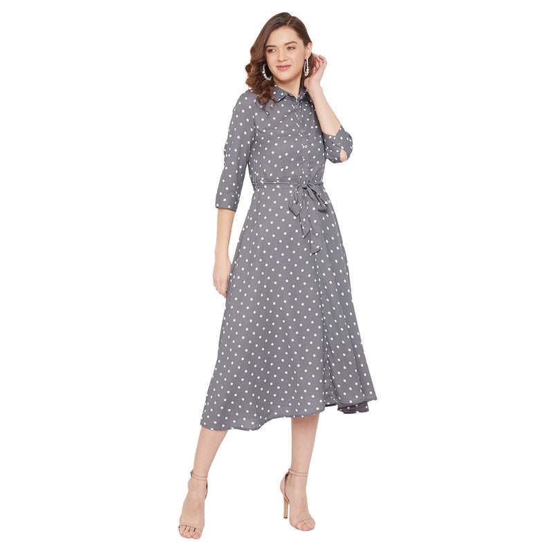 Adults-Women Grey A-Line Dress