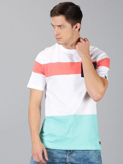 Men T-Shirt Colour-block Cotton PixelBeat