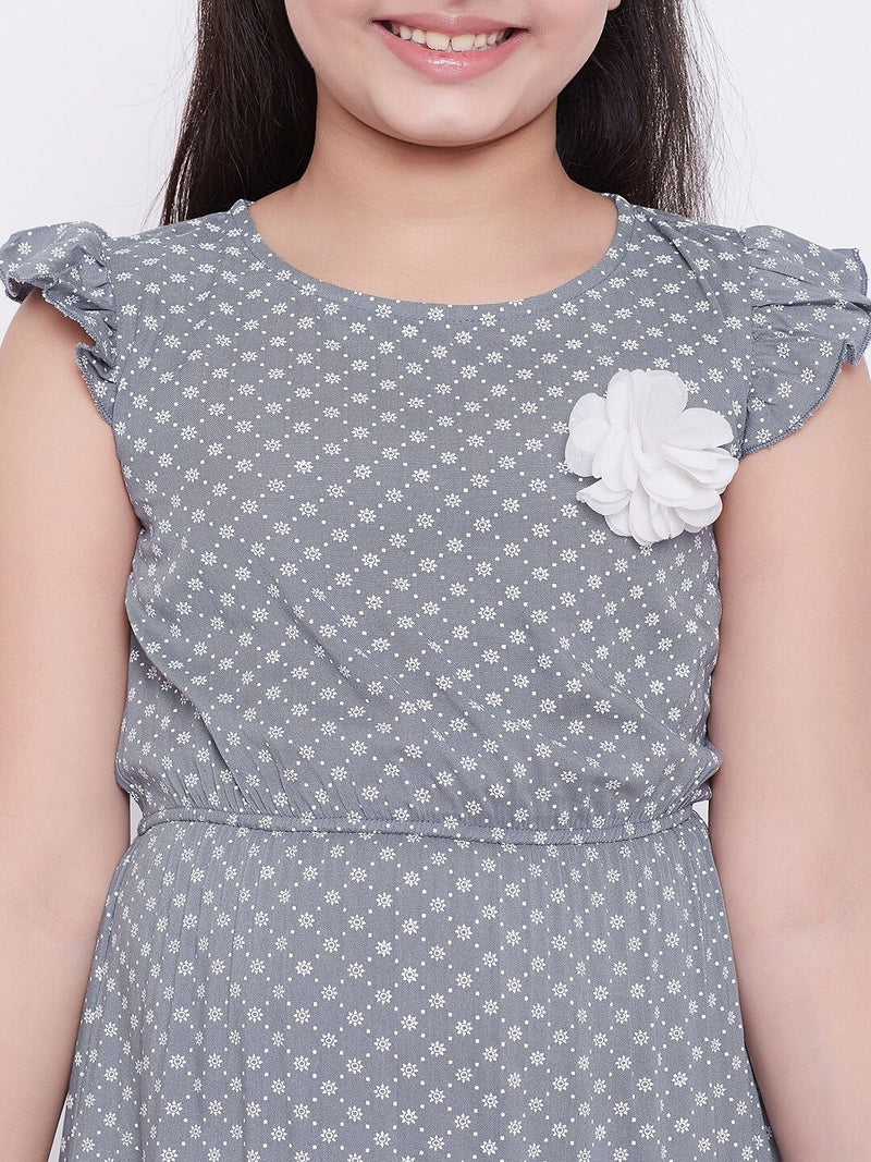 Girl's Style Group Printed Dress Grey