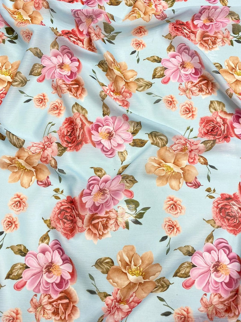 Multicolor Floral Chiffon Digital Printed Fabric