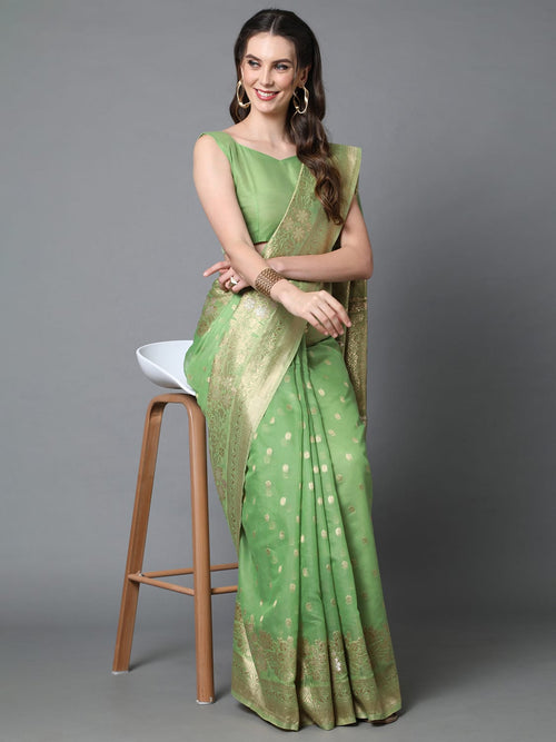 Sareemall Festive Silk Blend Woven Designer Saree With Unstitched Blouse