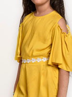 Jelly Jones Yellow lace emblished culotte with cold shoulder top