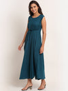 Aawari Rayon Plain Gown For Girls and Women Teal Blue