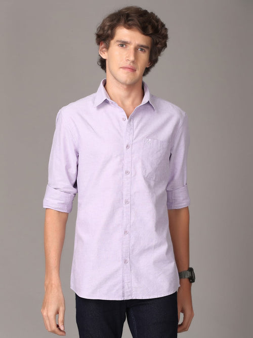 Oxford Chambray Purple Slim Fit Cotton Casual Shirt