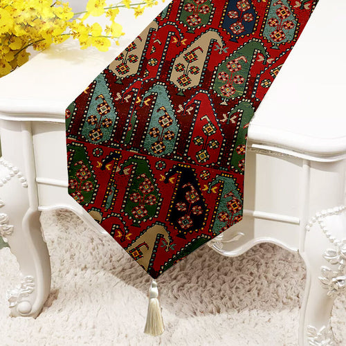 Traditional Ambi Printed Cotton Canvas 6 Seater Table Runner (13 x 72 Inches)